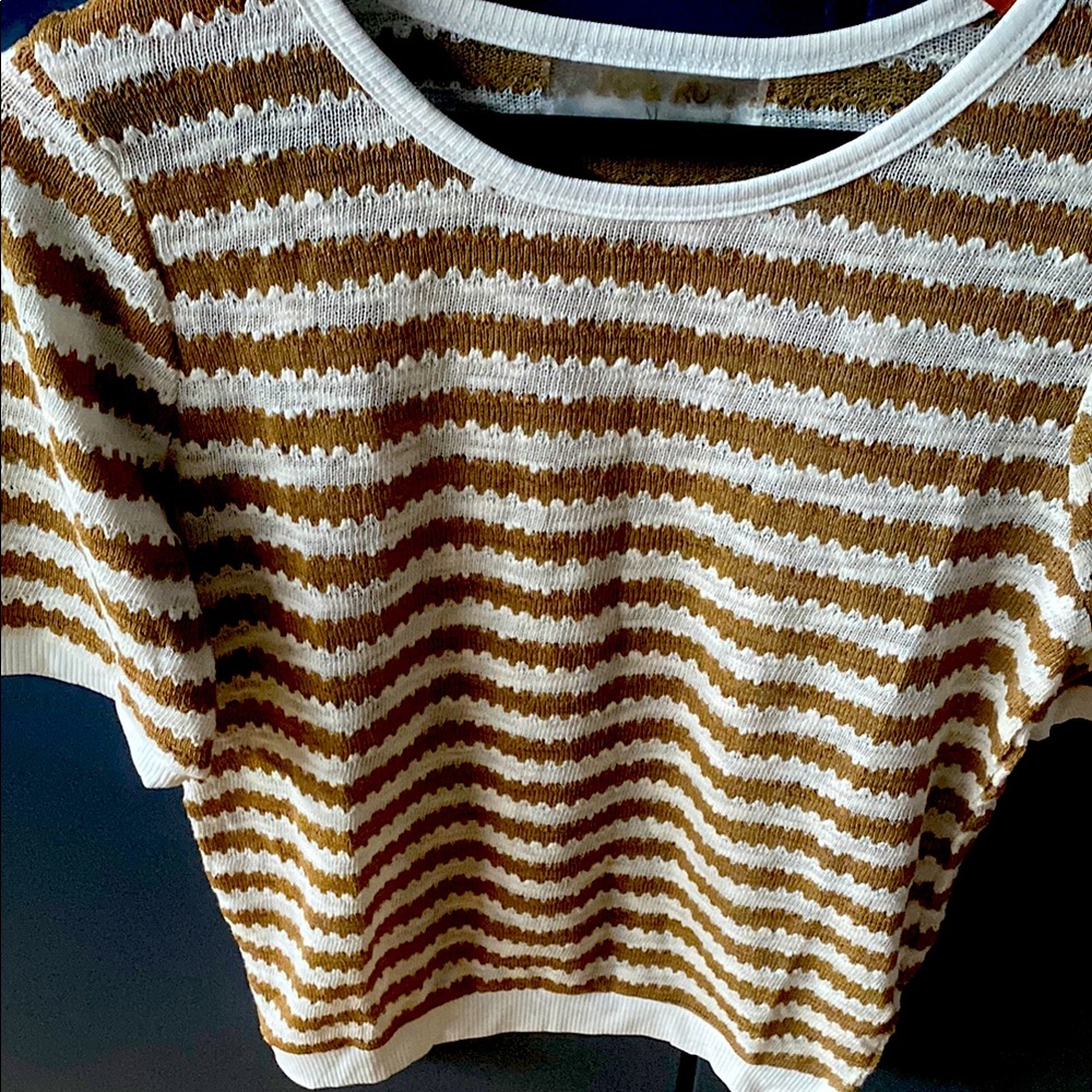 Striped Brown and White Knit Top